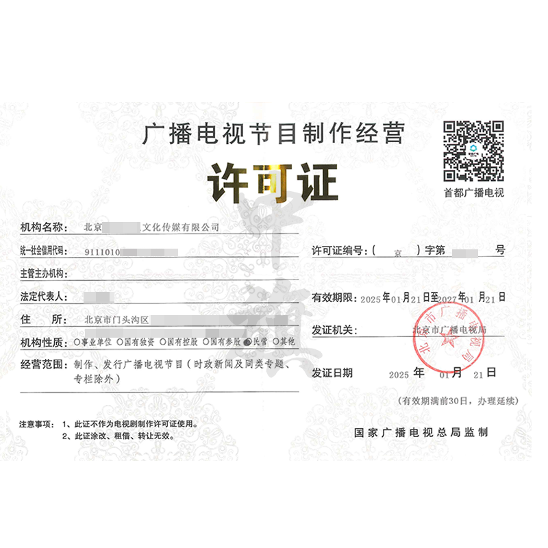 廣播電視節目制作經營許可證(25年1月21日)
