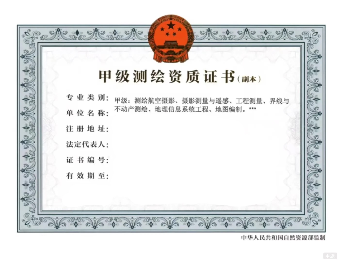 甲級測繪資質證書